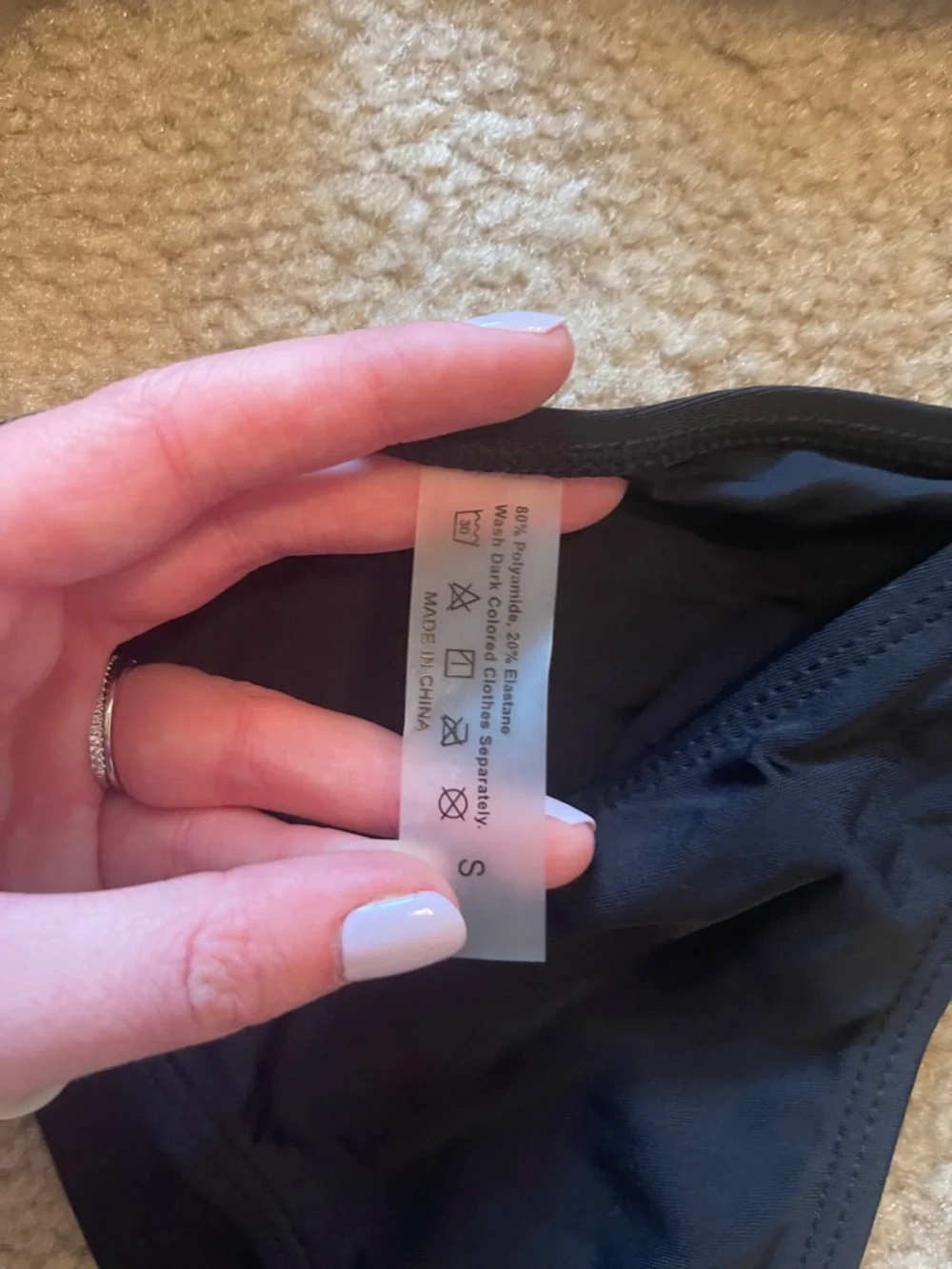 Amazon Black Bikini Set with White Flower Accents NWOT - Picture 2 of 4